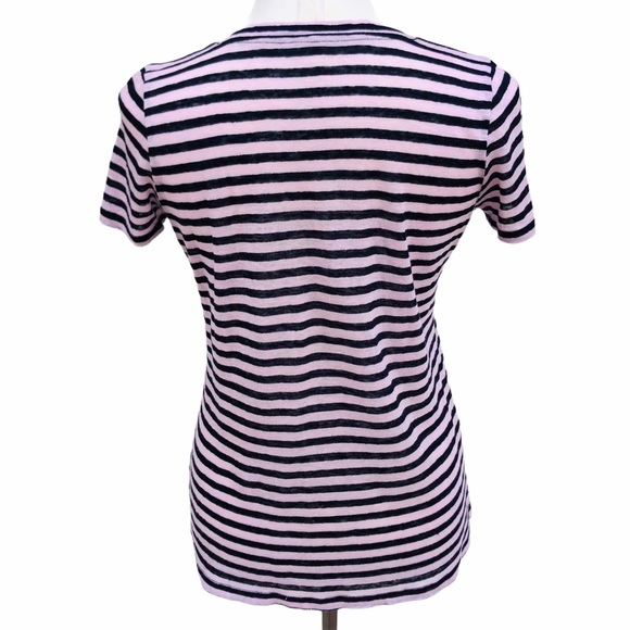 J. Crew Linen V-neck pocket T-shirt in stripe - Picture 2 of 9